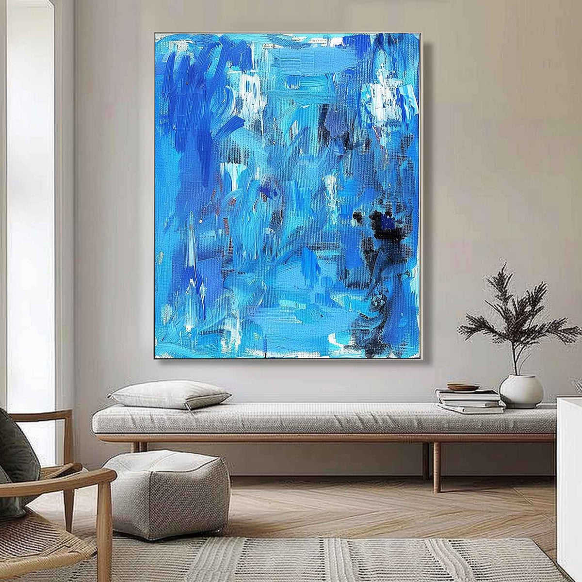 Wall Art Abstract Blue Palette Knife Texture Canvas