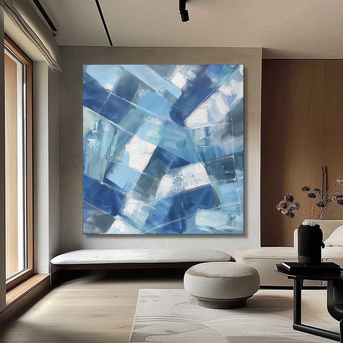 Wall Art Blue Shade Abstract Calm Serene Modern