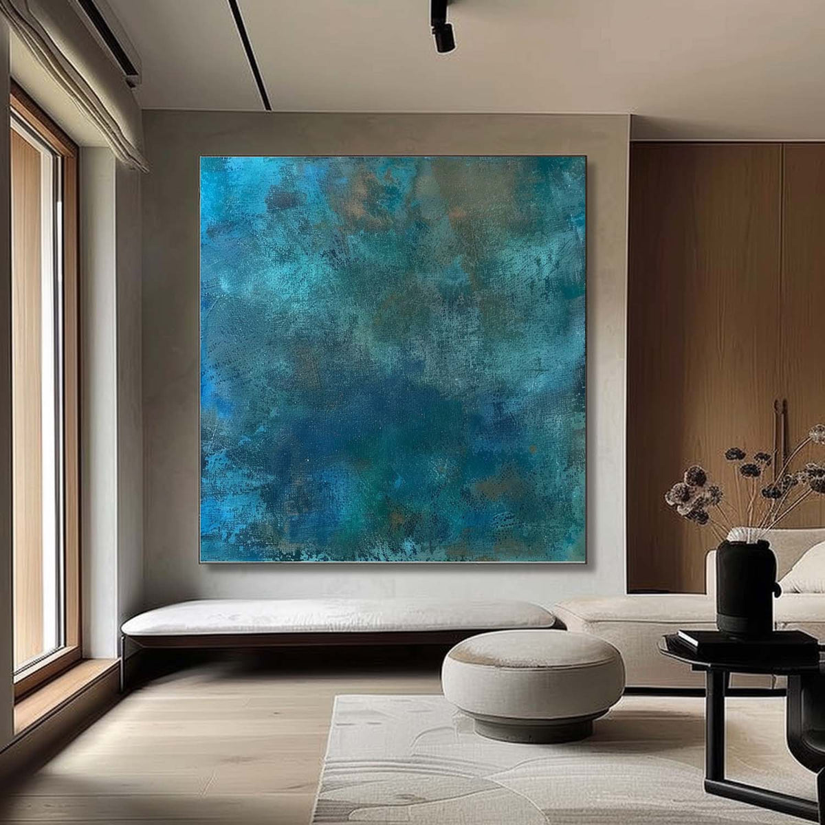 Wall Art Misty Atmospheric Blue Abstract Graffiti