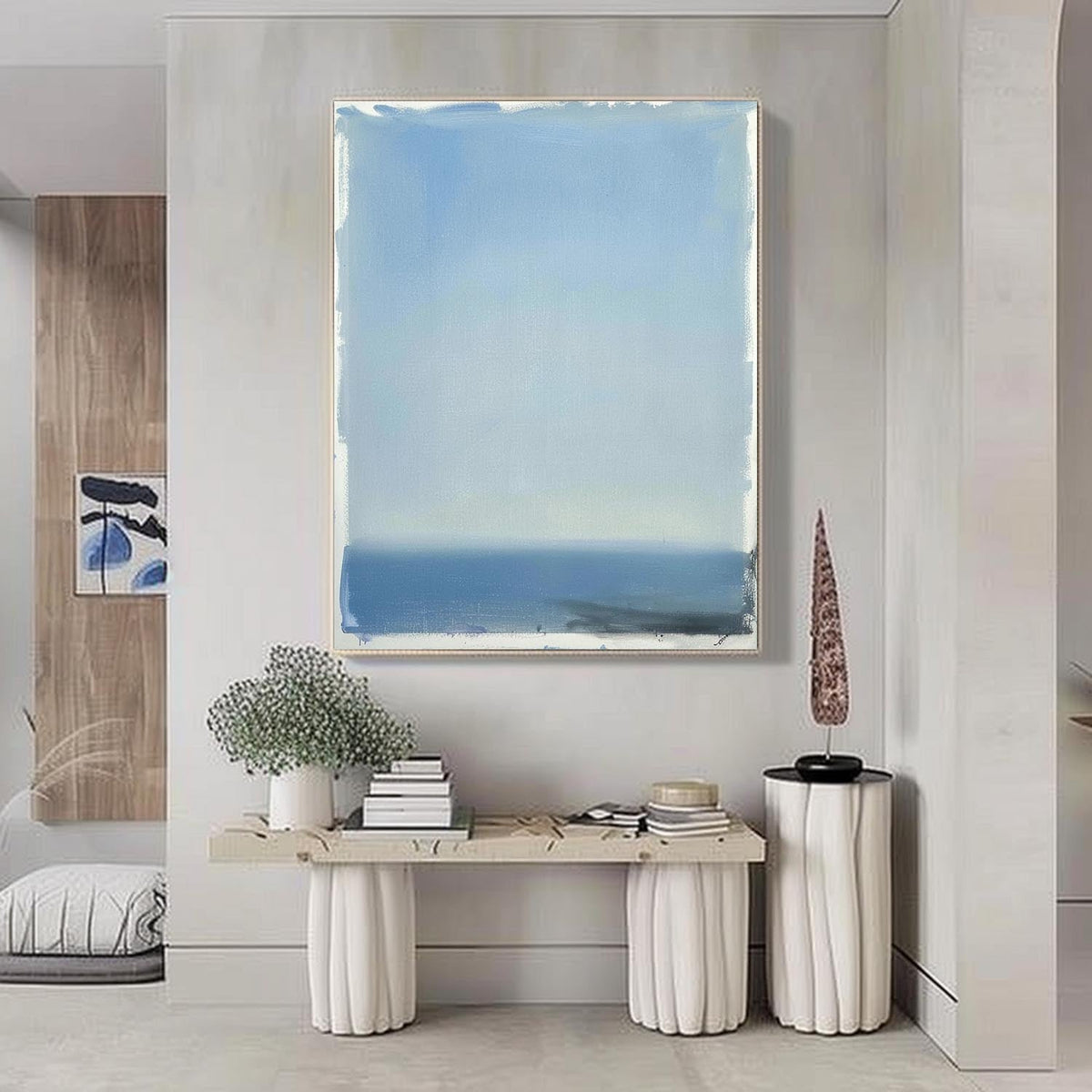 Wall Art Blue Gradient Misty Atmospheric Modern