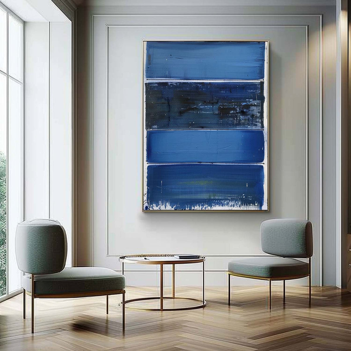 Wall Art Blue Bands Layered Modern Minimalist