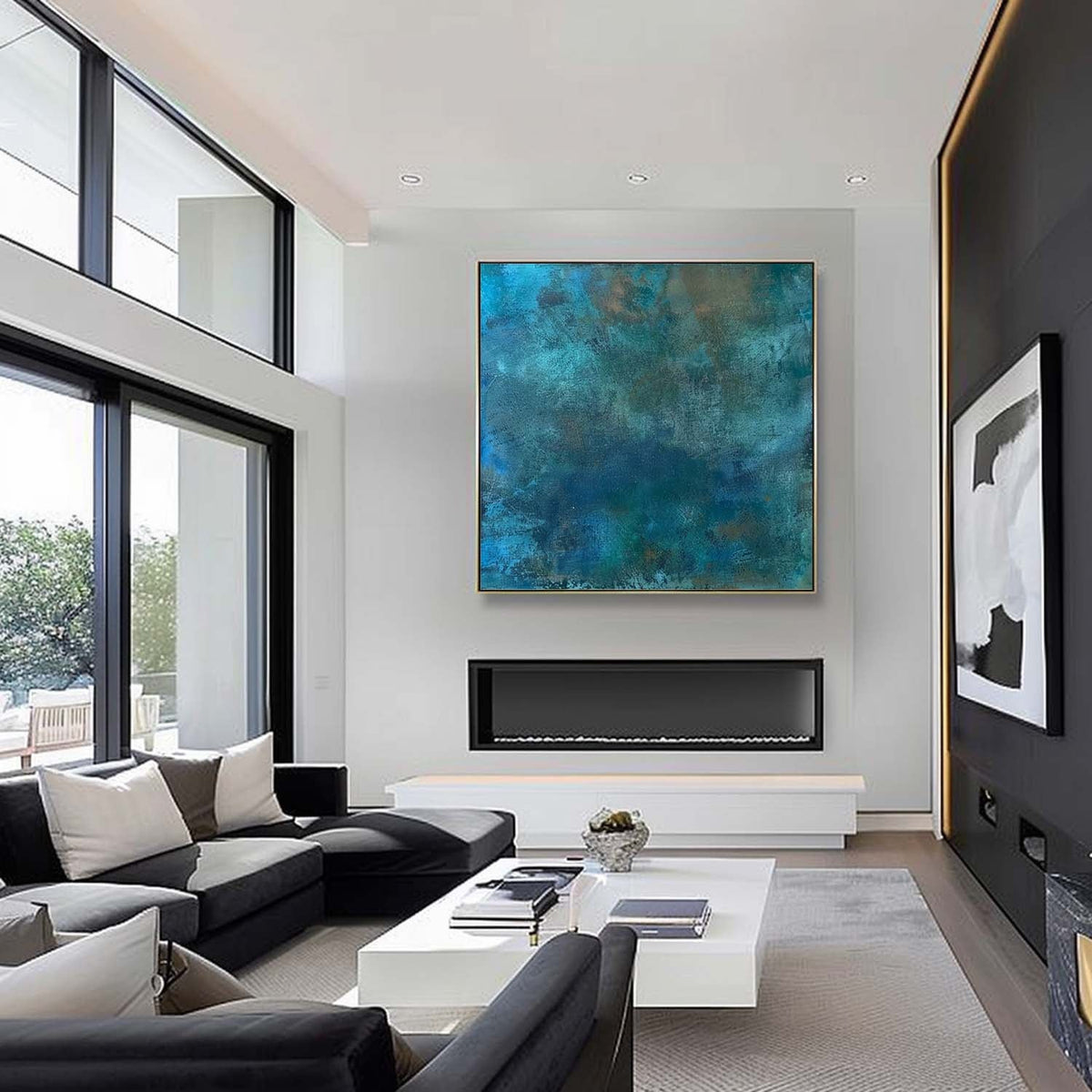 Wall Art Misty Atmospheric Blue Abstract Graffiti