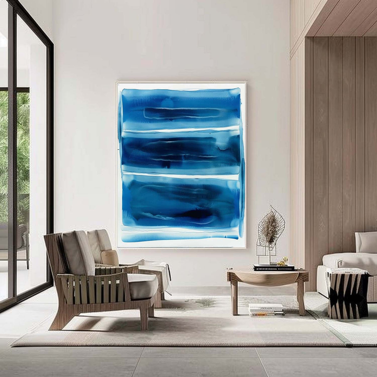 Minimalist Blue Ombre Abstract Painting Modern Color