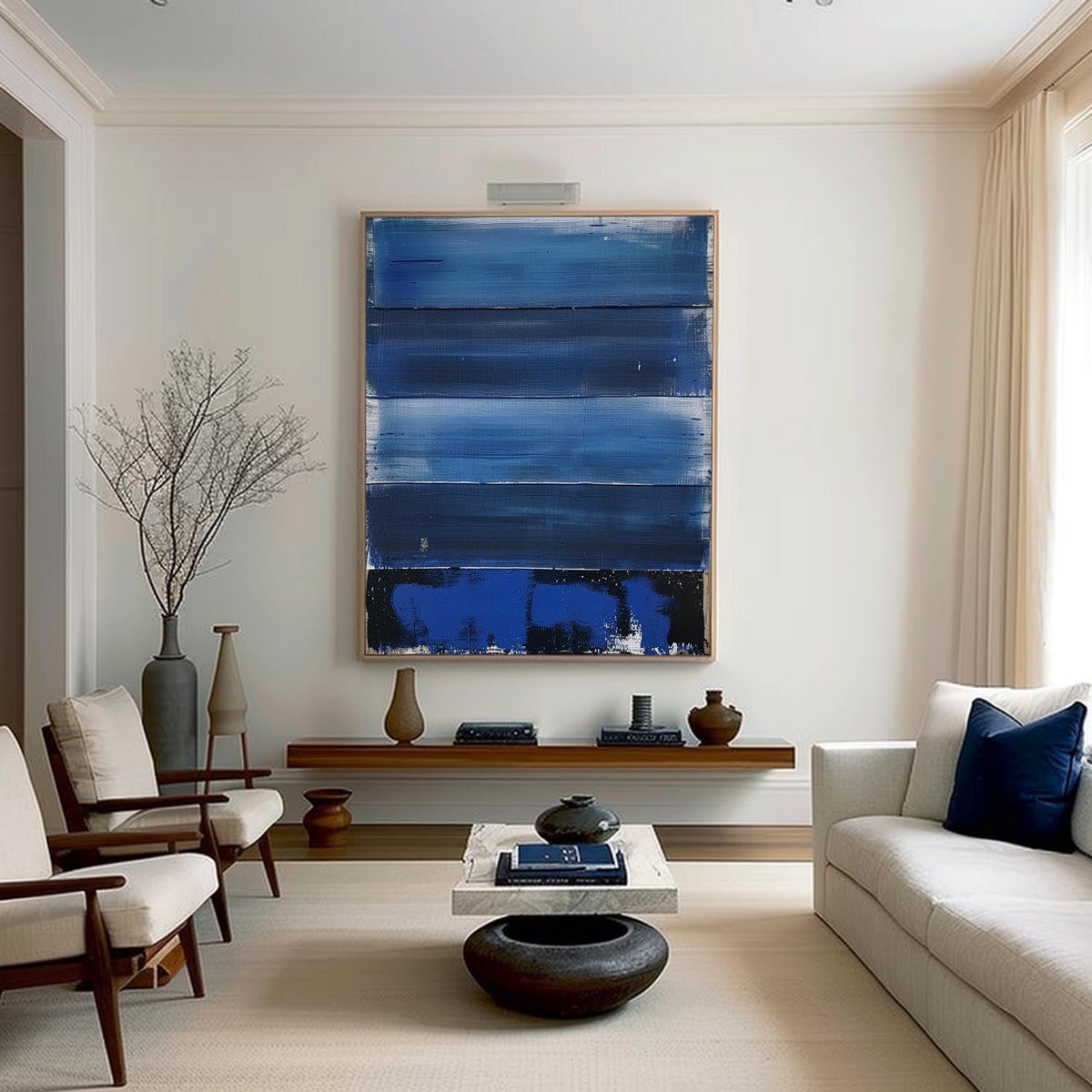 Wall Art Gradient Blue Horizontal Minimalist Abstract