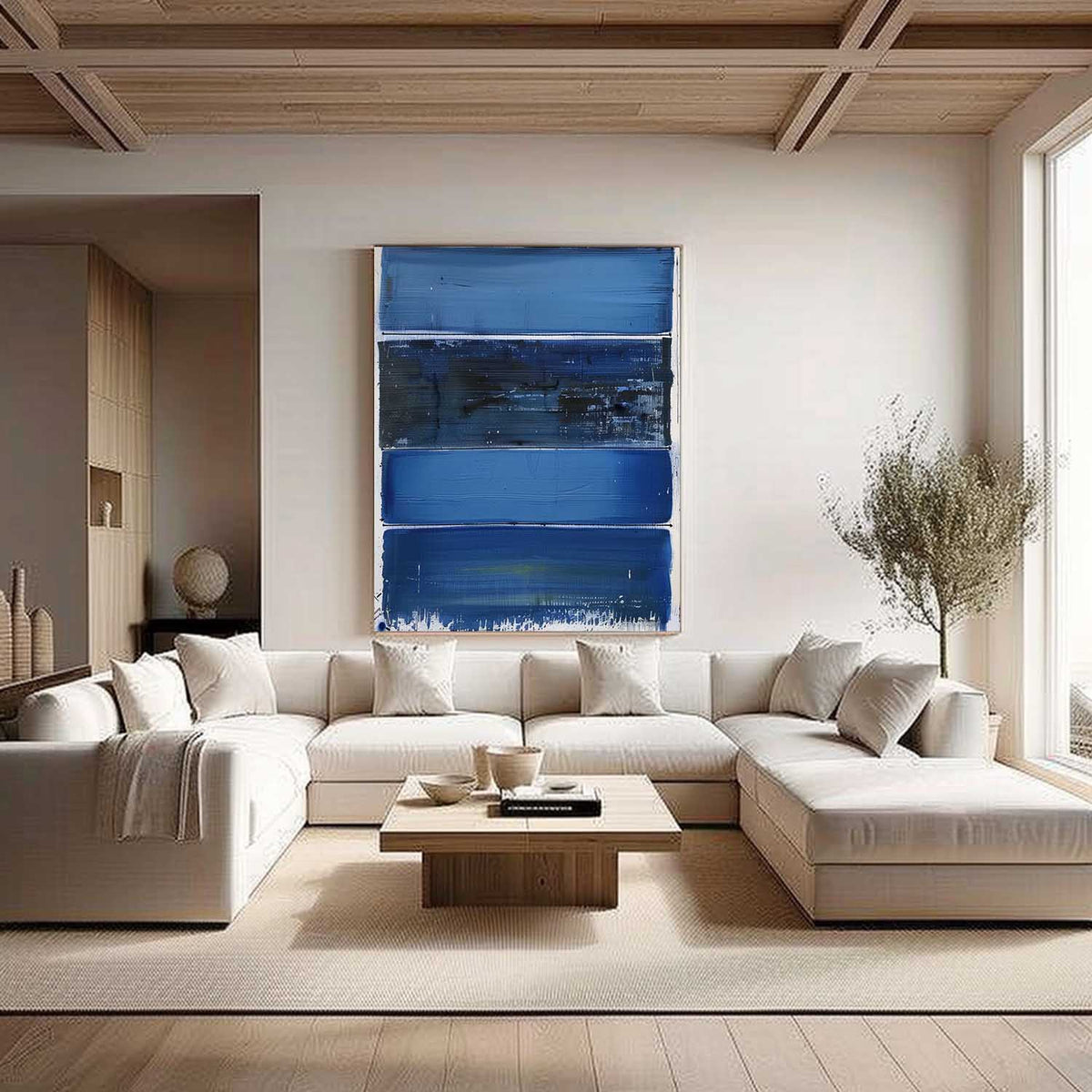 Wall Art Blue Bands Layered Modern Minimalist