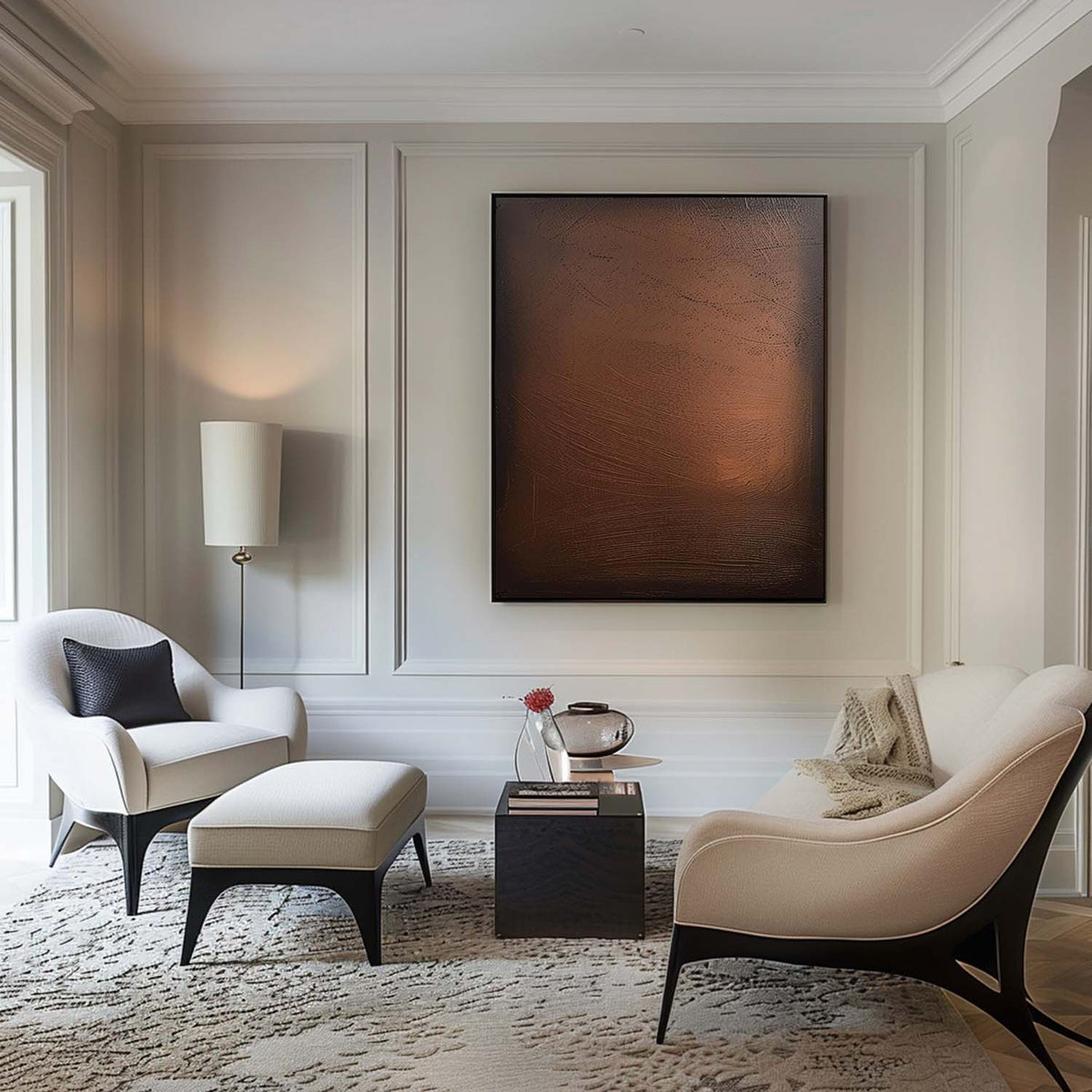 Bronze Metallic Textured Oil Painting Minimalist