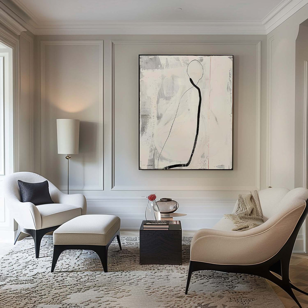 Contemporary Minimalist Line Art Figure Painting