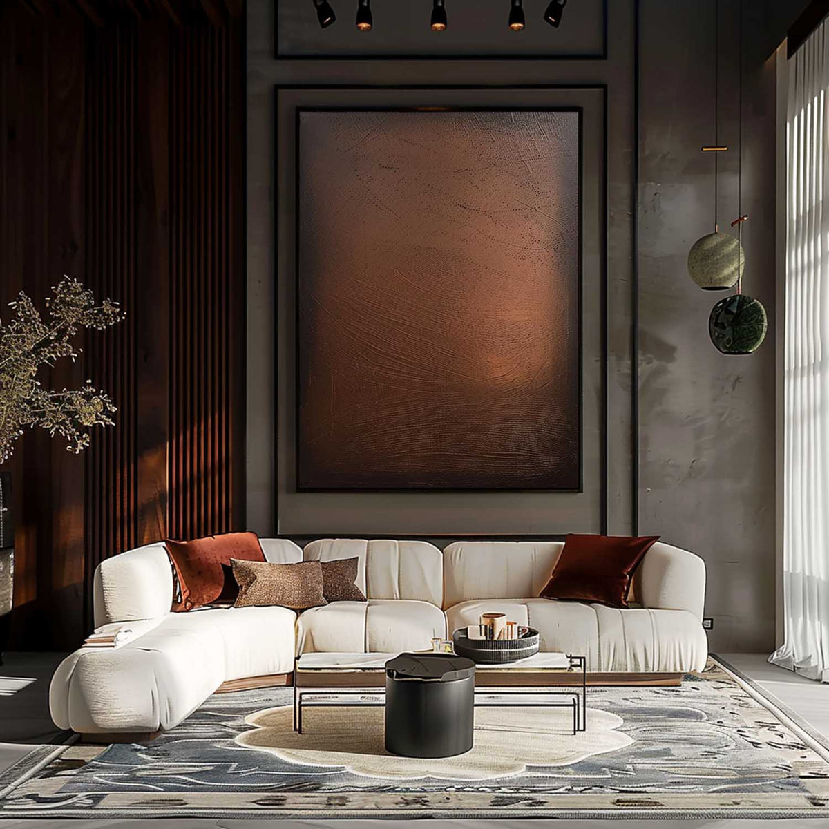 Bronze Metallic Textured Oil Painting Minimalist