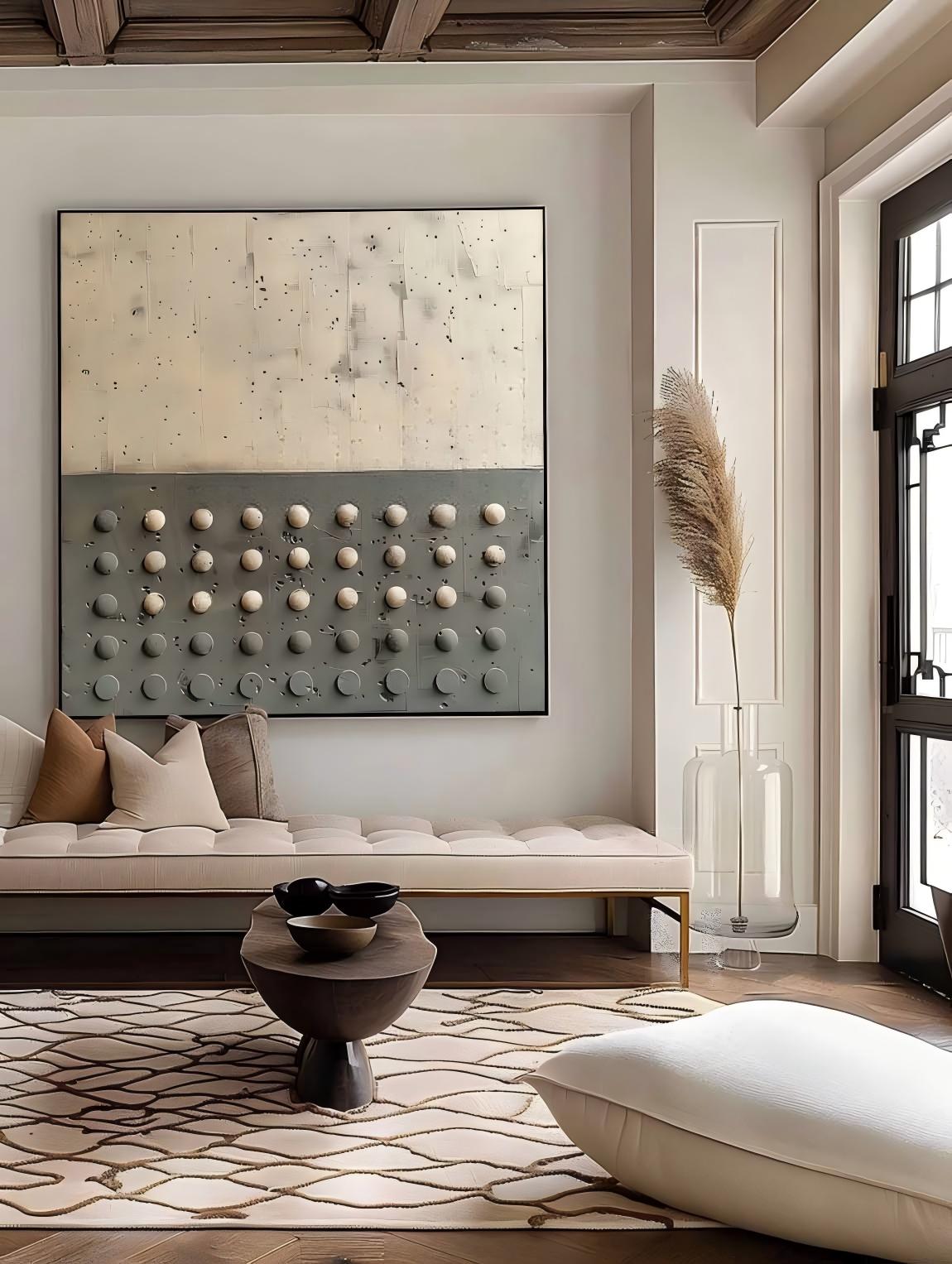 Neutral Tone Textured 3D Dot Wall Art