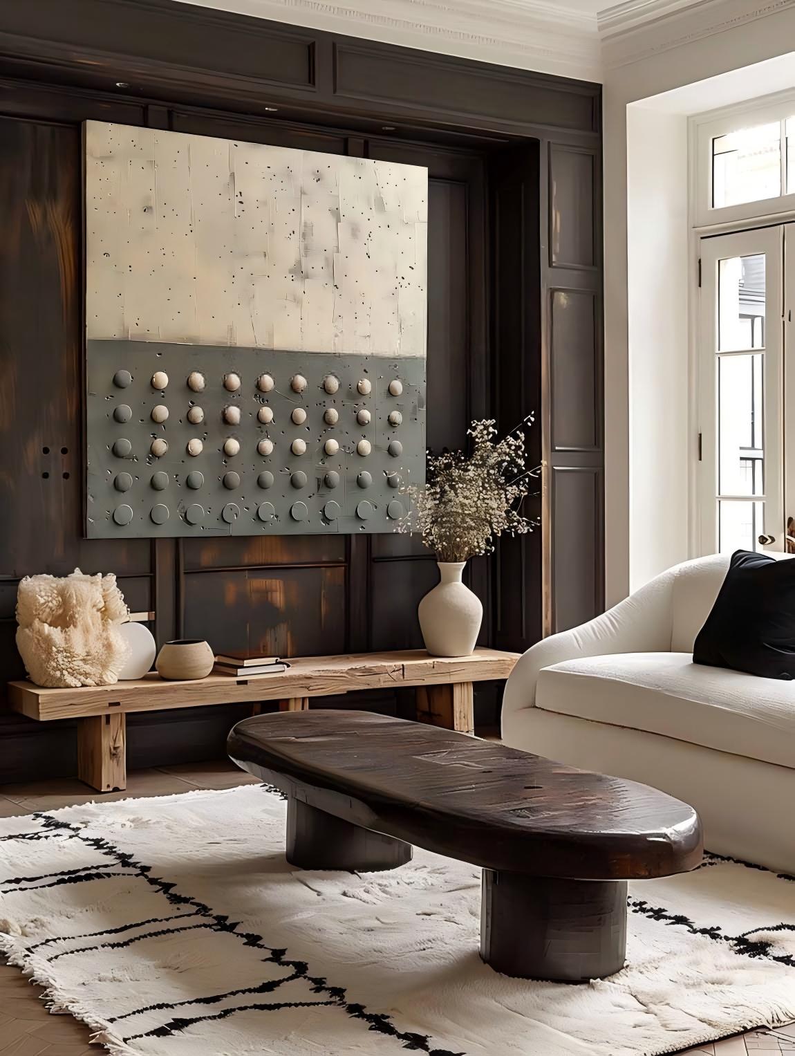 Neutral Tone Textured 3D Dot Wall Art
