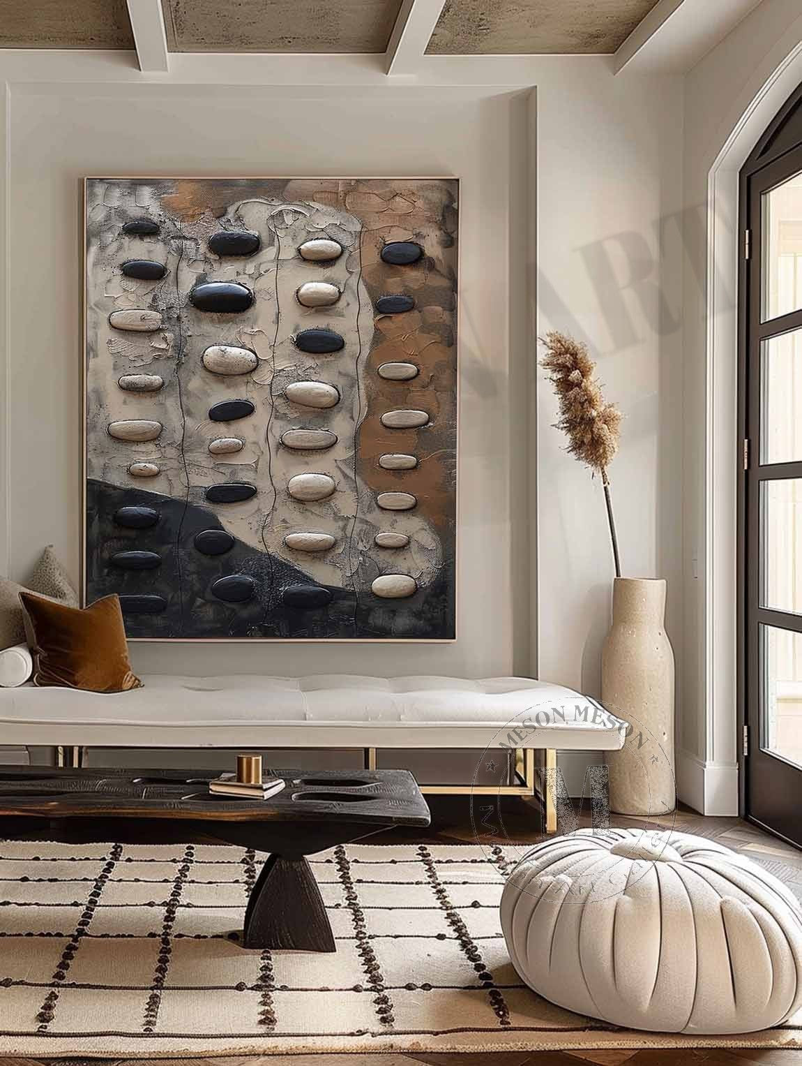Wall Art Wabi-Sabi Relief  Abstract Pebble Natural