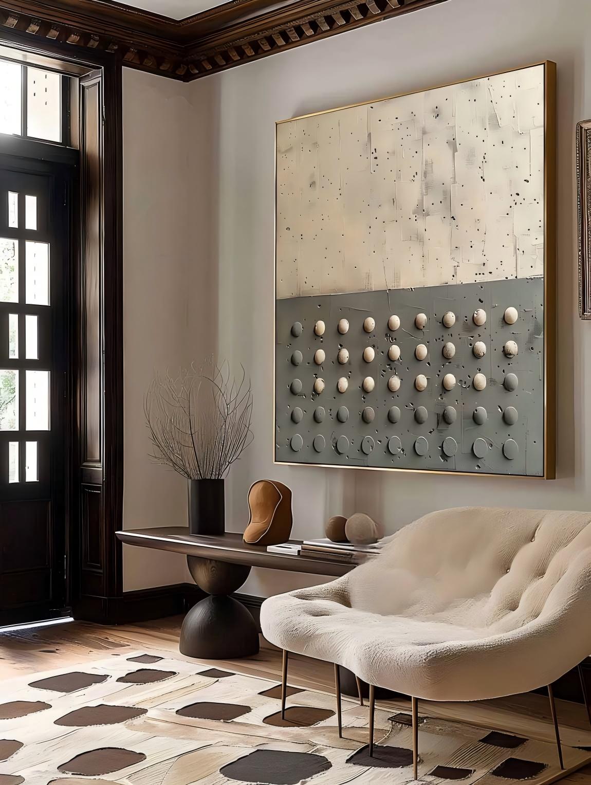 Neutral Tone Textured 3D Dot Wall Art