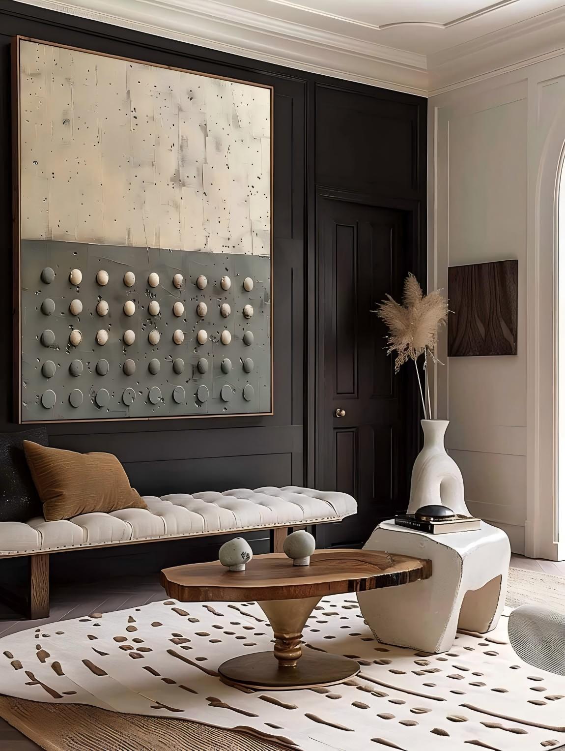 Neutral Tone Textured 3D Dot Wall Art