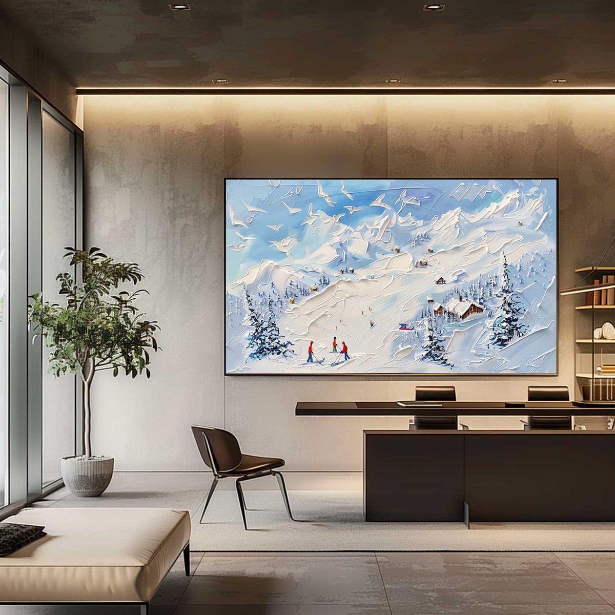 Wall Art Panoramic Impressionist Ski Resort