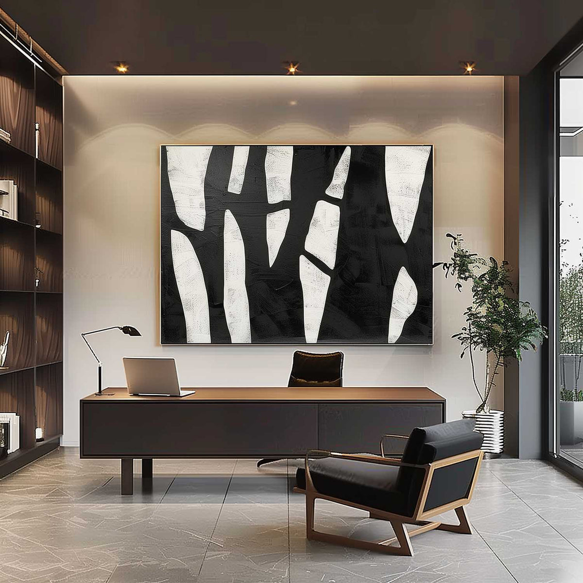Wall Art Rectangle Abstract Geometric Monochrome