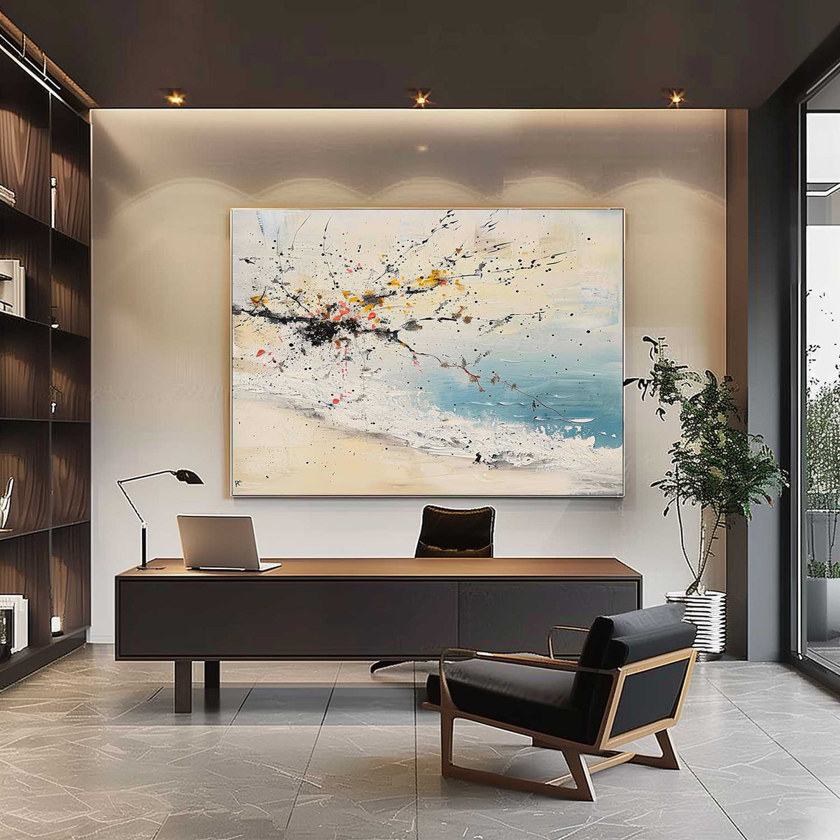 Wall Art Floral Beach Abstract Ink Splatter