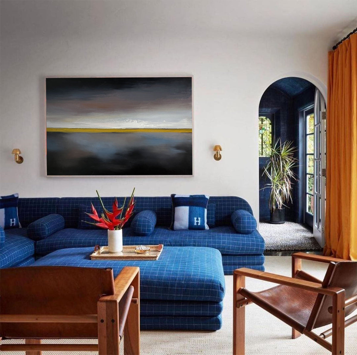 Nocturnal Golden Horizon Abstract Painting
