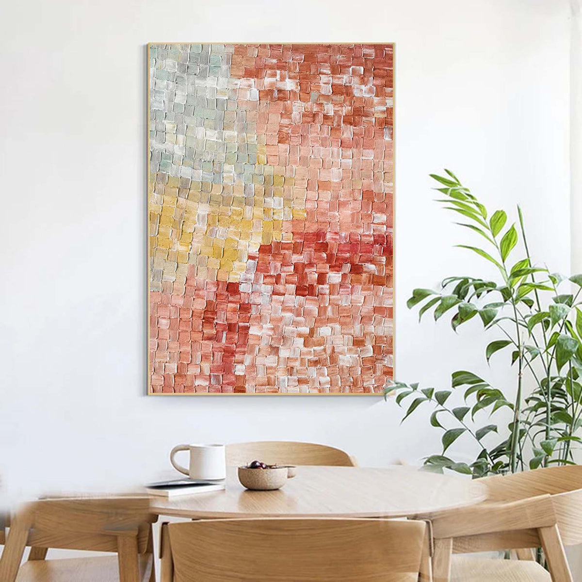 Textured Pixel Color Block Oil Painting Gradient Pink