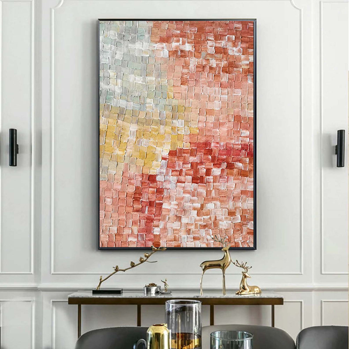 Textured Pixel Color Block Oil Painting Gradient Pink