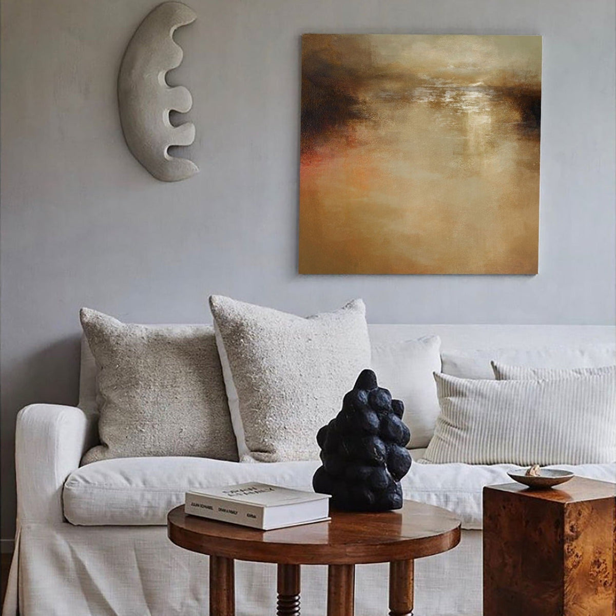 Neutral Warm Abstract Landscape Oil Painting