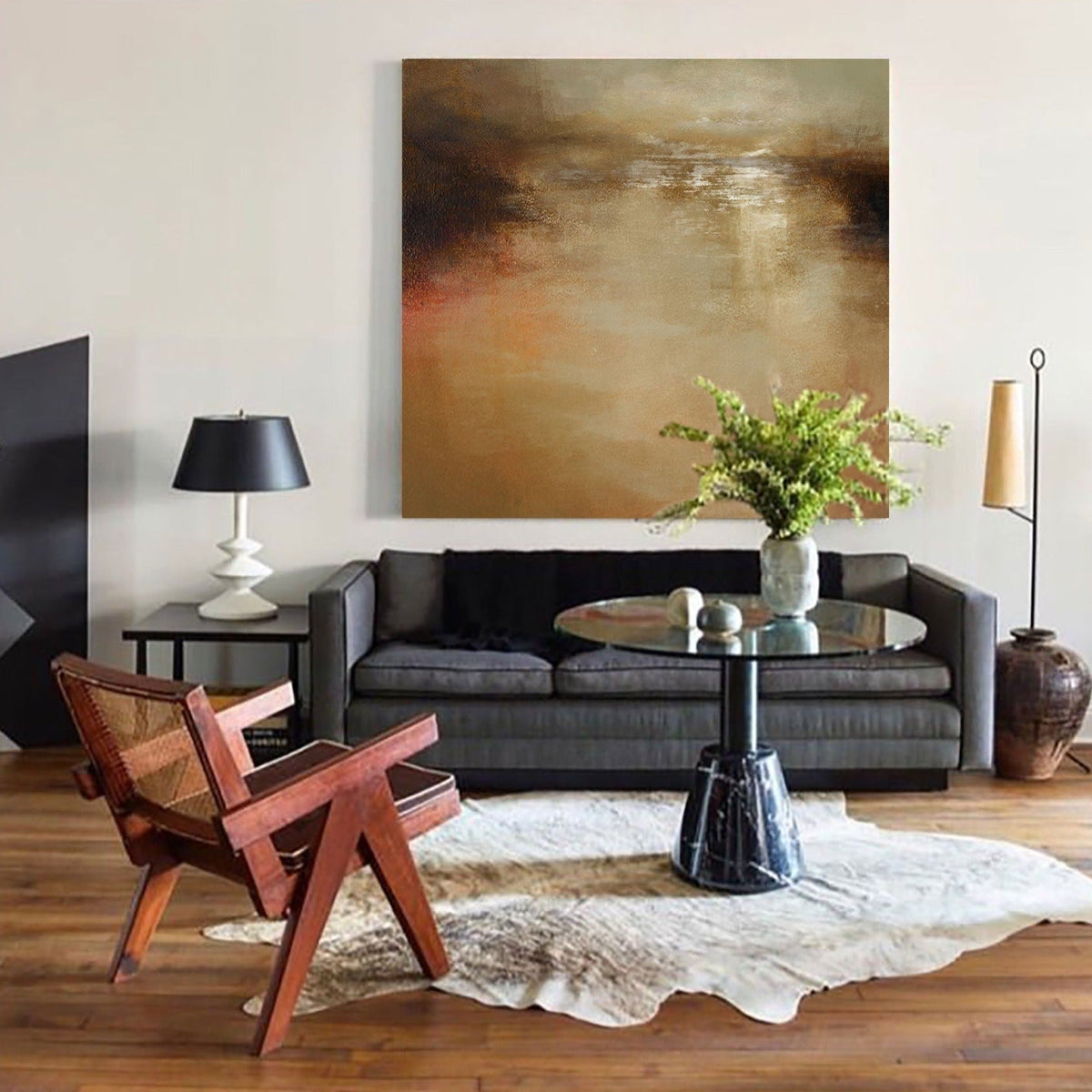 Neutral Warm Abstract Landscape Oil Painting