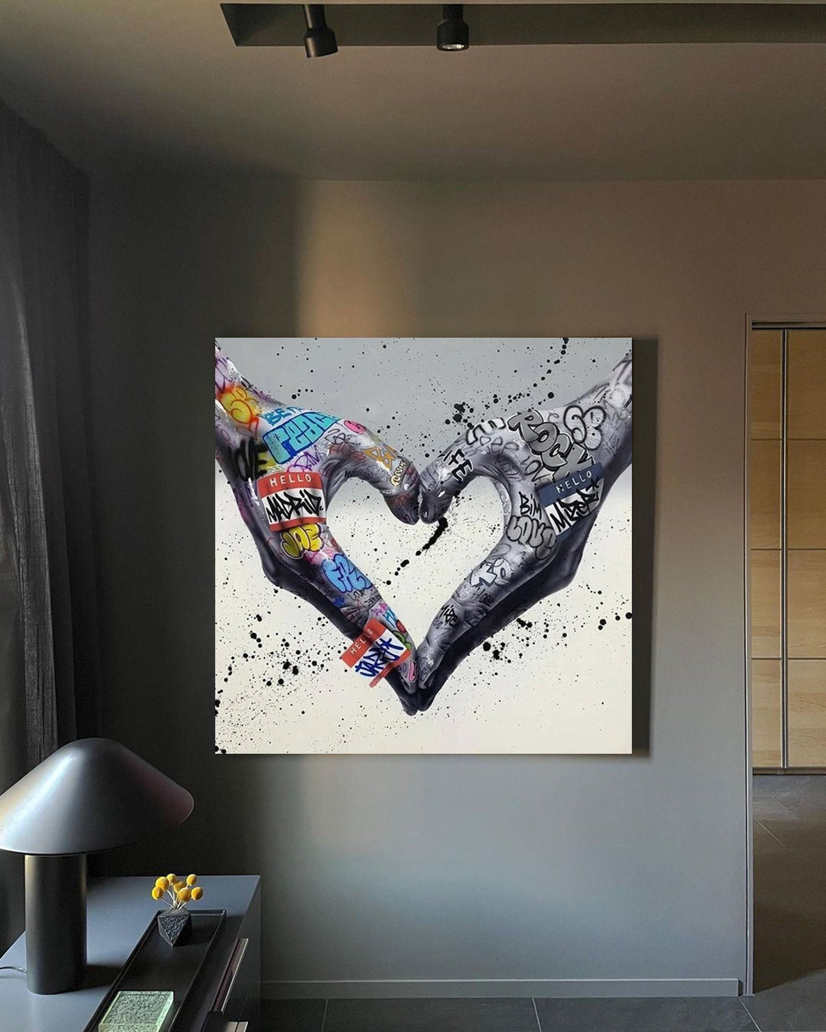 Graffiti Heart Hands Pop Art Painting
