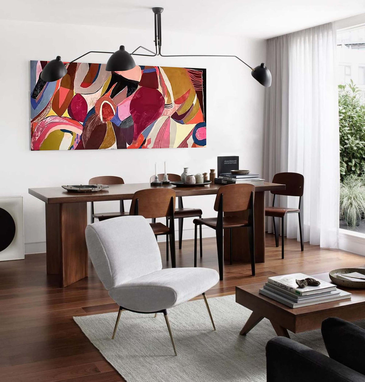 Abstract Expressionist Painting Bold Organic Shapes Pink