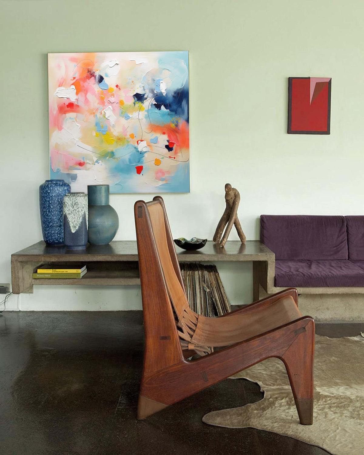 Colorful Pastel Abstract Impasto Canvas Painting