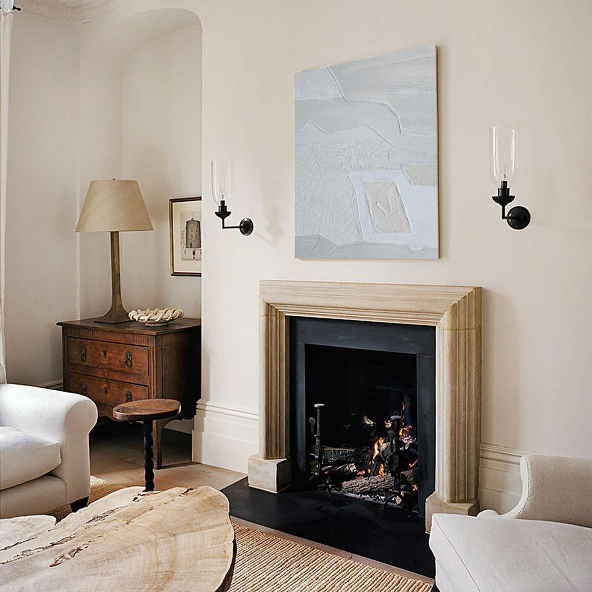 Light Gray Textured Abstract Wall Art Vertical