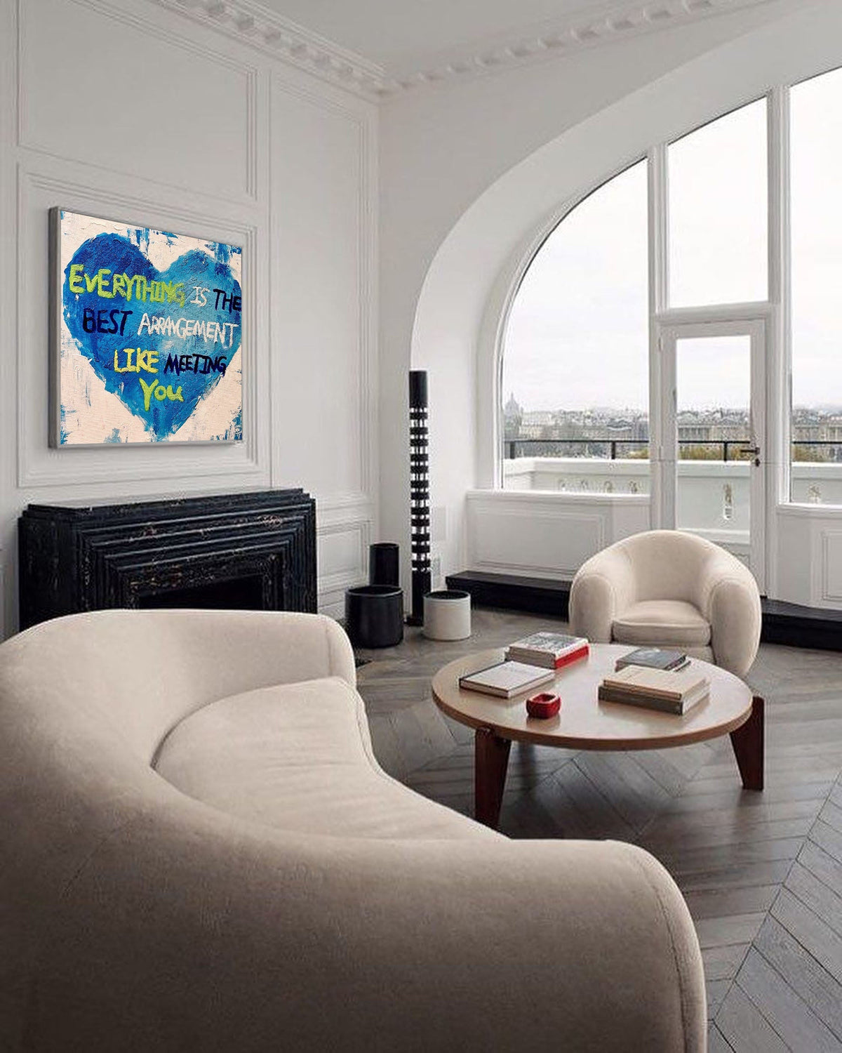 Wall Art Love Blue Vibrant Handwritten Abstract