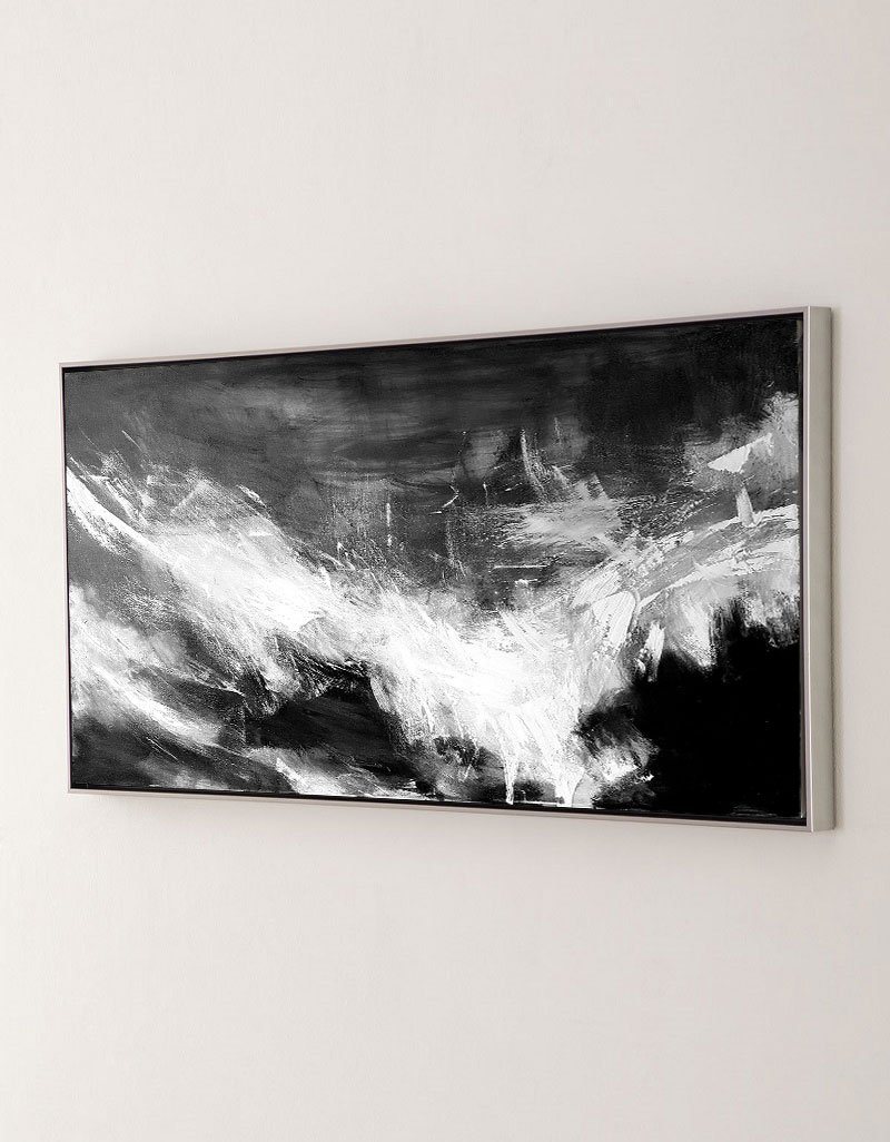 Monochrome Wave Abstract Painting