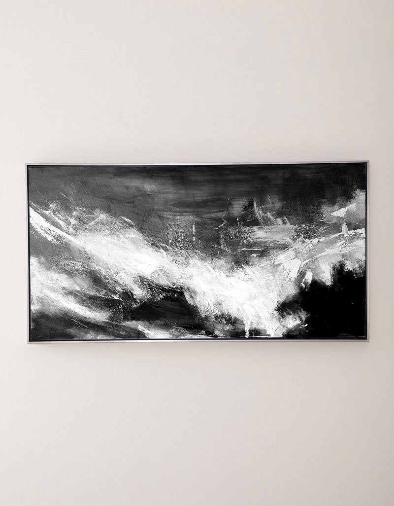 Monochrome Wave Abstract Painting