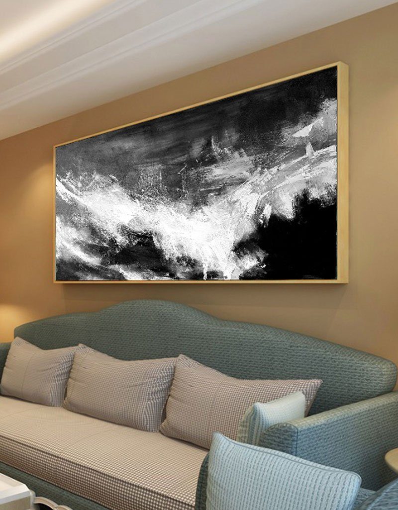 Monochrome Wave Abstract Painting