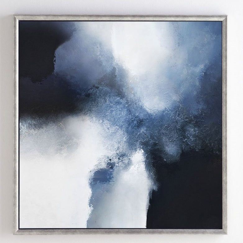 Minimalist Abstract Cloud Painting Navy