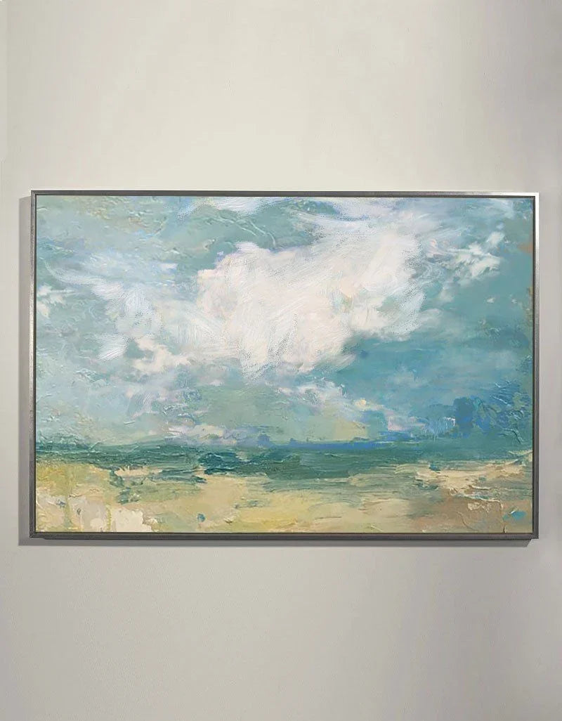 Serene Coastal Cloudscape Painting Horizontal