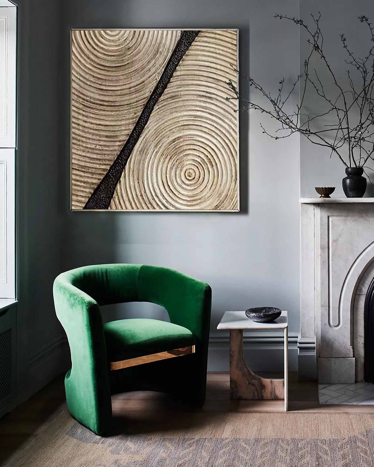 Neutral Tone Textured Spiral Abstract Oil Painting