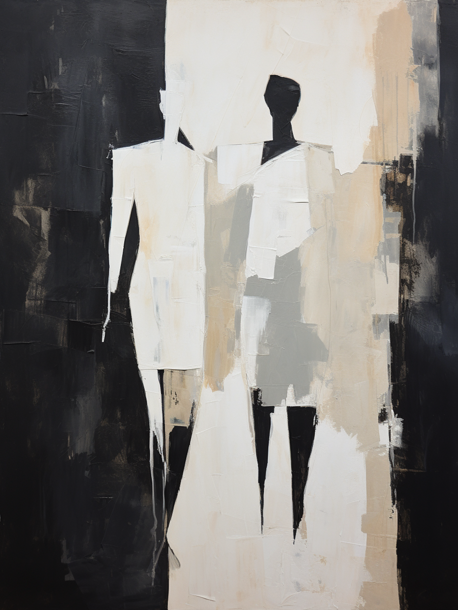 Abstract Couple Silhouette Impasto Painting