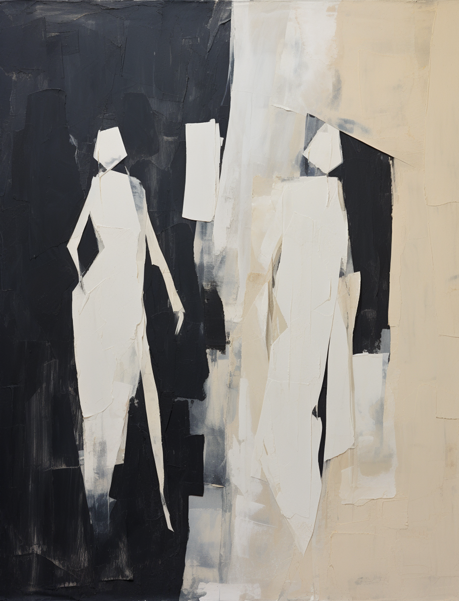 Walking Figures Oil Painting Black Wall Art