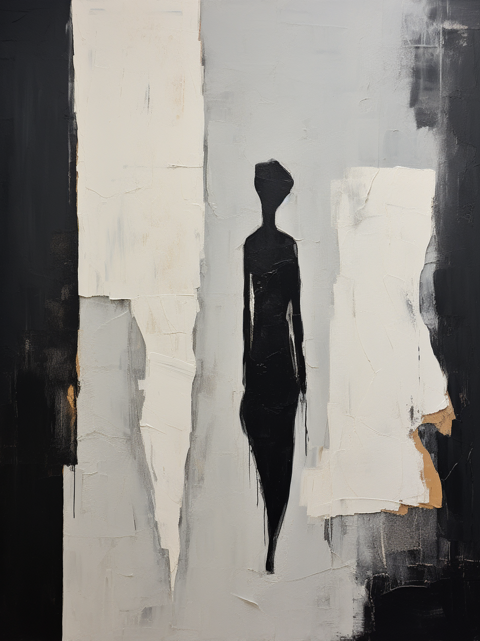 Contemporary Minimalist Textured Silhouette Figure Painting