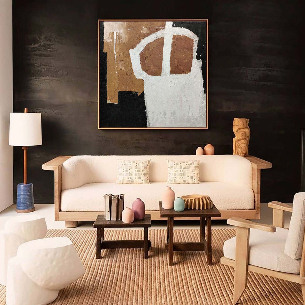 Wabi-Sabi Neutral Abstract Oil Painting Square