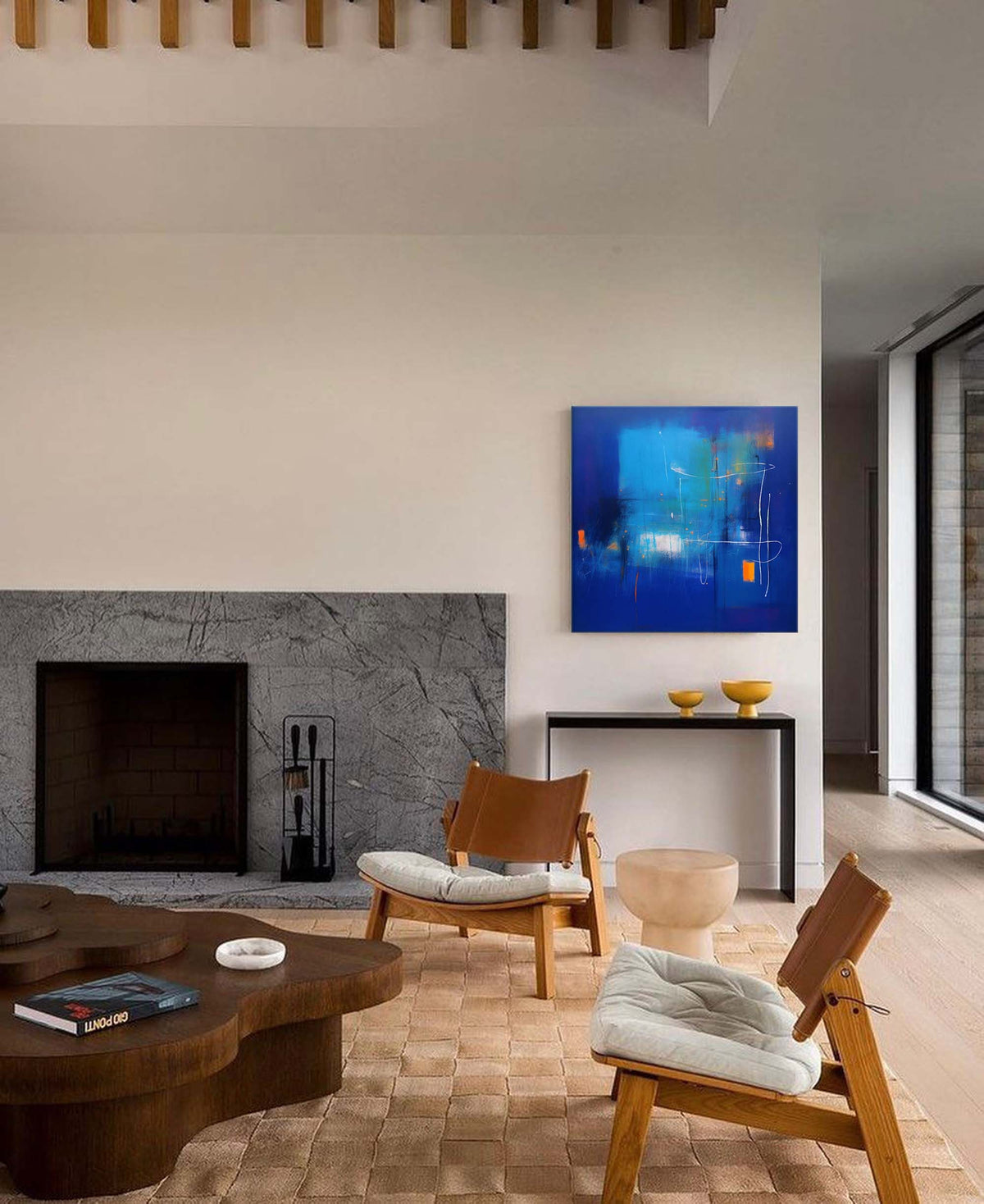 Abstract Expressionist Blue And Orange Painting