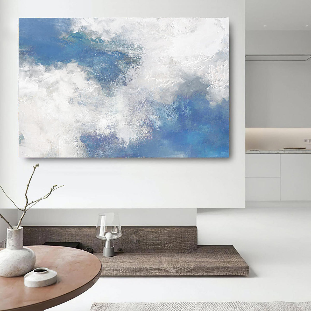 Seascape Blue White Coastal Abstract Painting