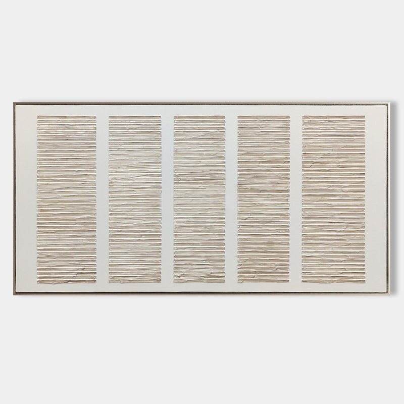 Textured Neutral Grid Relief Painting