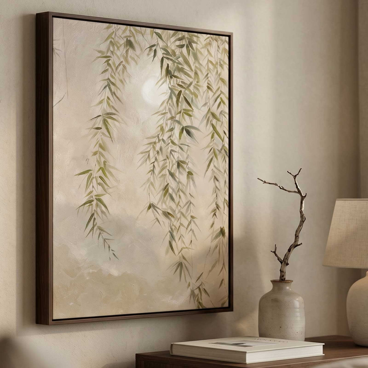 Weeping Willow Branch Minimalist Painting