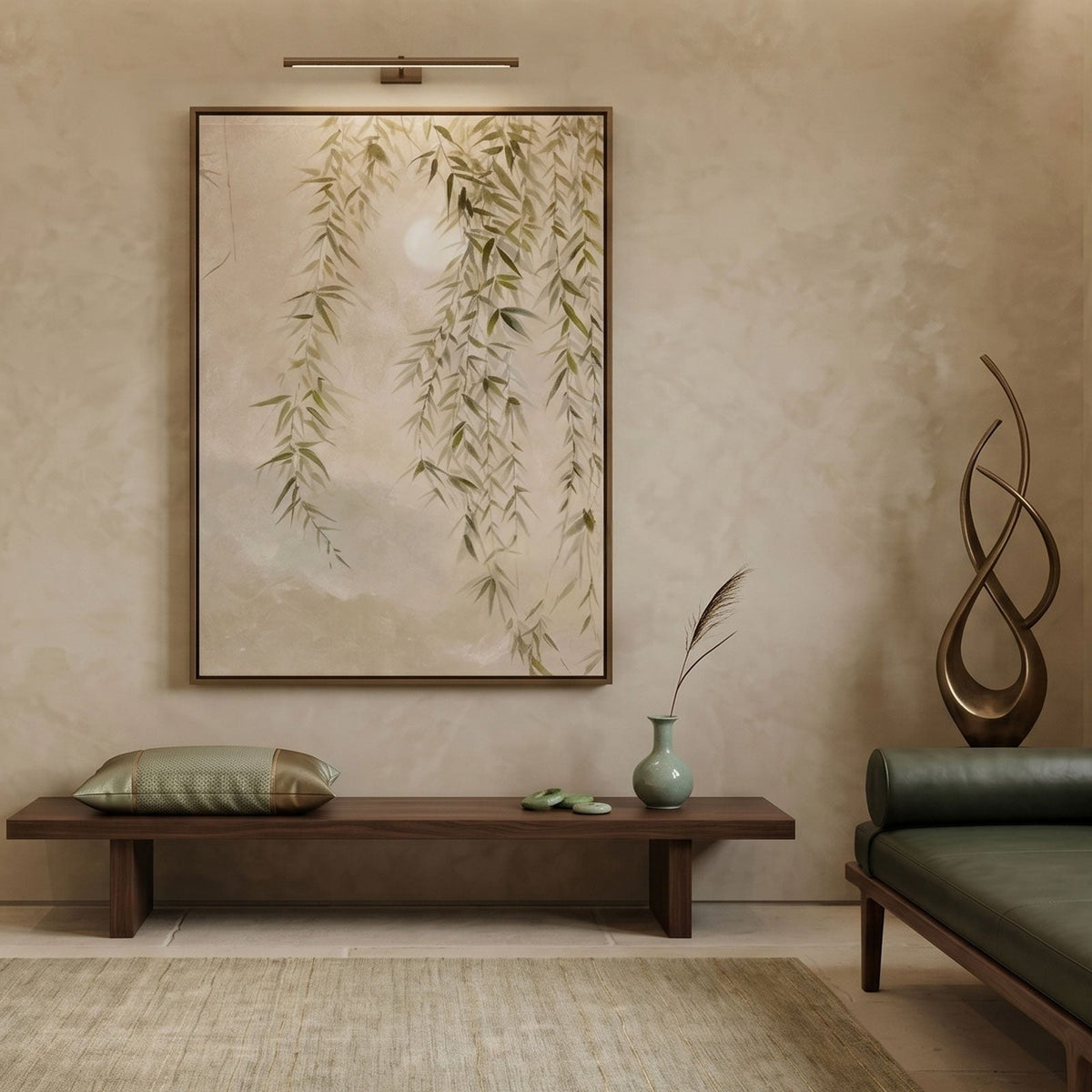 Weeping Willow Branch Minimalist Painting
