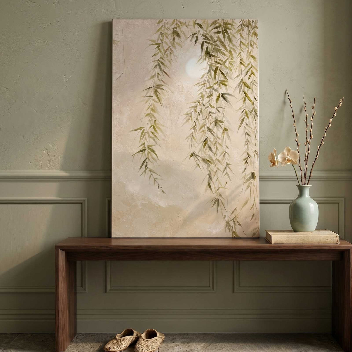 Weeping Willow Branch Minimalist Painting