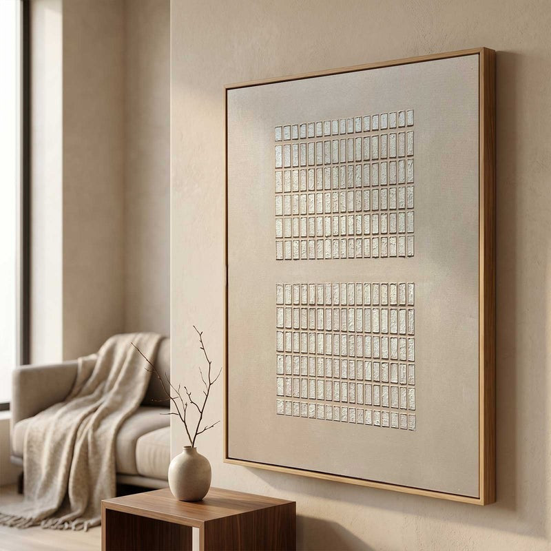 Set Of 2 Grid Texture Diptych Painting