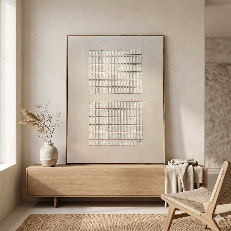 Set Of 2 Grid Texture Diptych Painting
