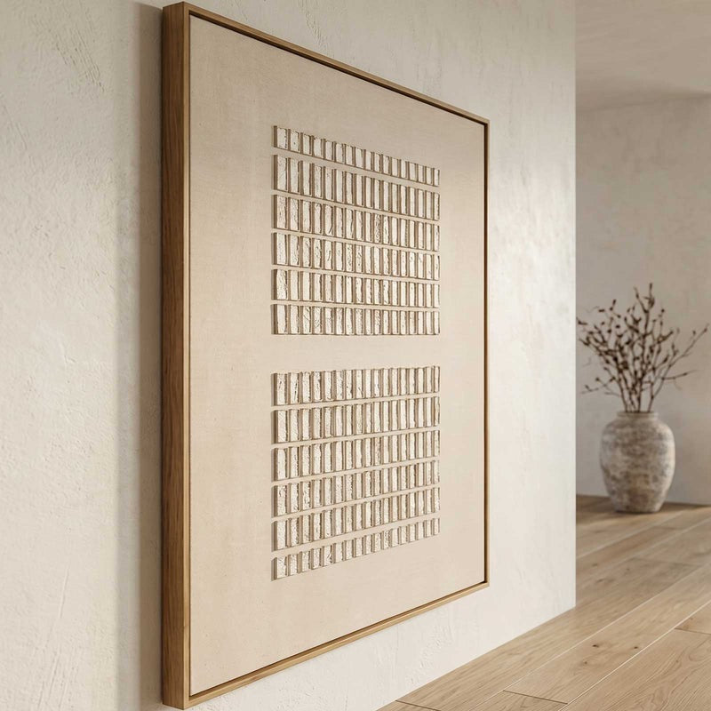 Set Of 2 Grid Texture Diptych Painting