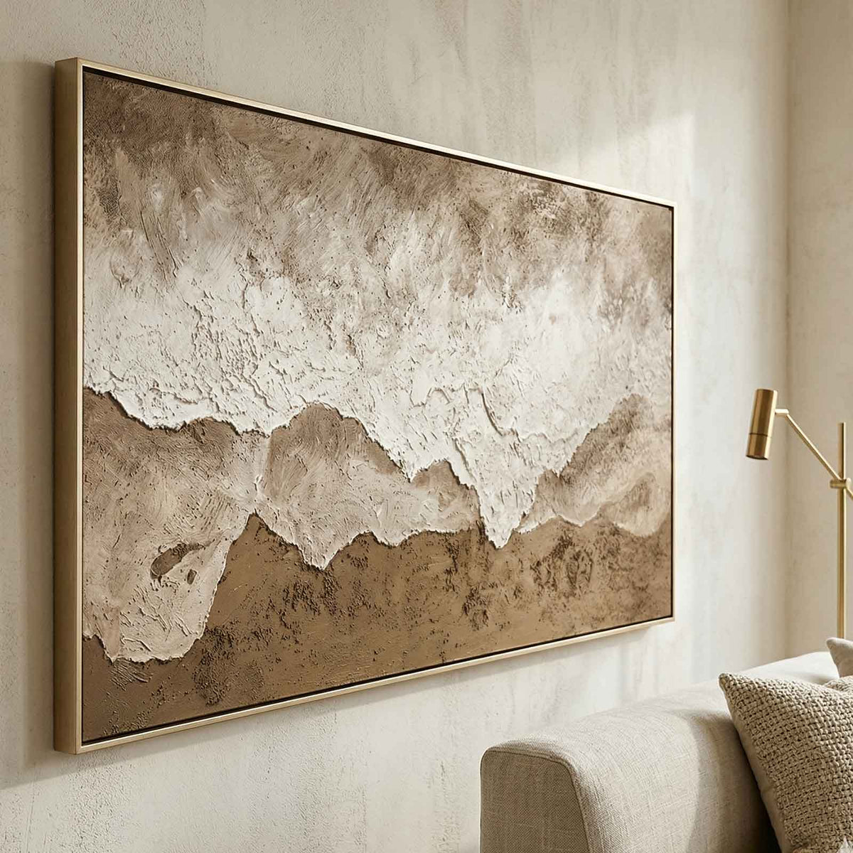 Minimalist 3D Textured Landscape Painting Warm Neutral